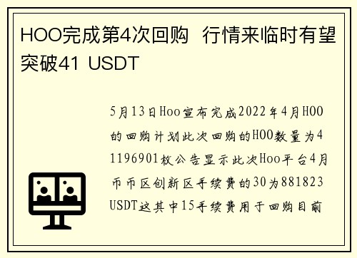 HOO完成第4次回购 行情来临时有望突破41 USDT
